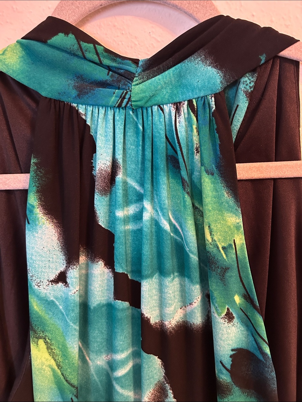 Evan Picone Black Teal & Green Floral Dress - Picture 4 of 5